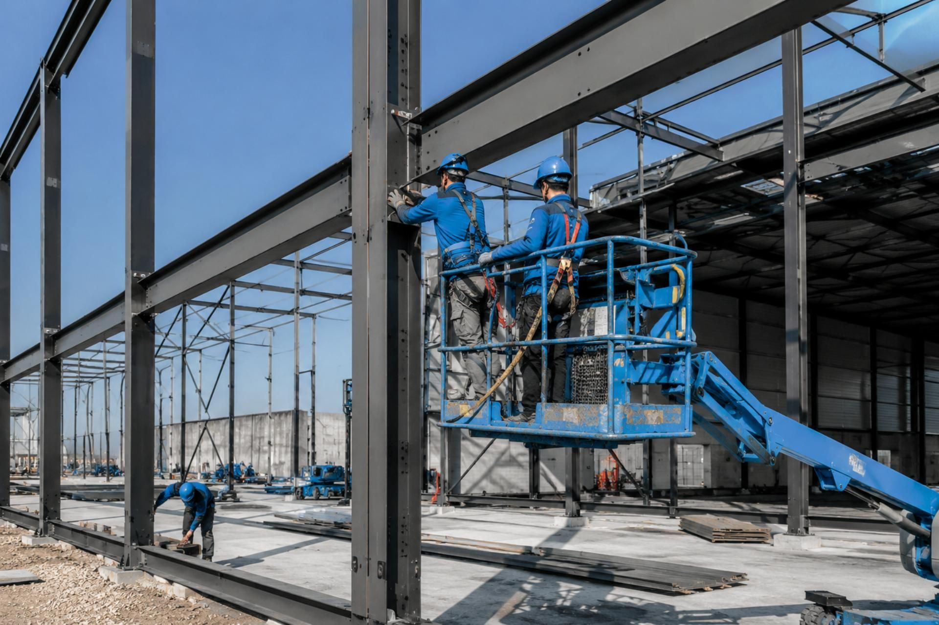 Fit connect industriële bouwplaats met werkers—in actie